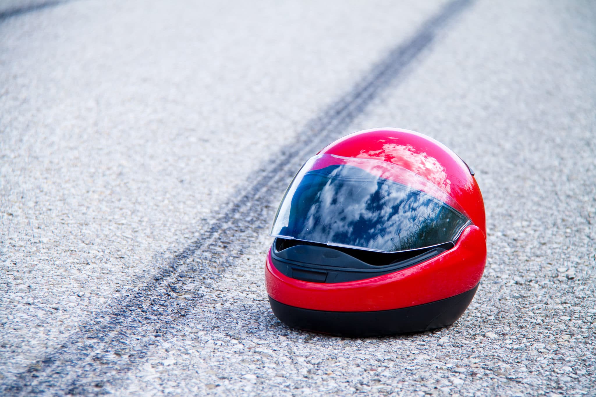 motorcycle helmet in accident scene
