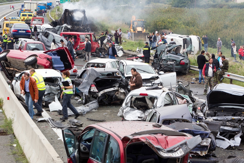 car crash pile up